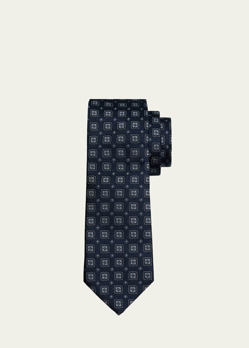 Brunello Cucinelli Men's Silk-Cotton Geometric Tie