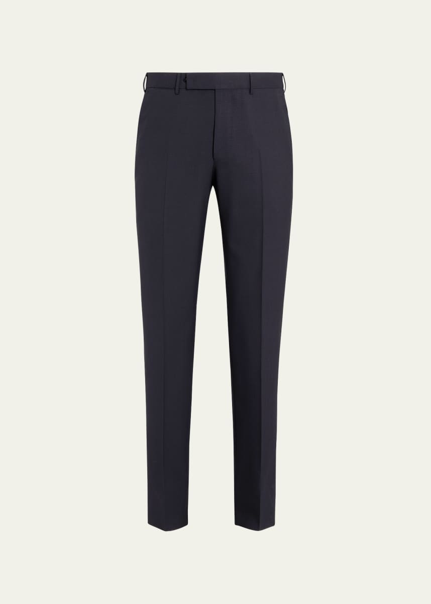 ZEGNA Men's High Performance Flat-Front Trousers