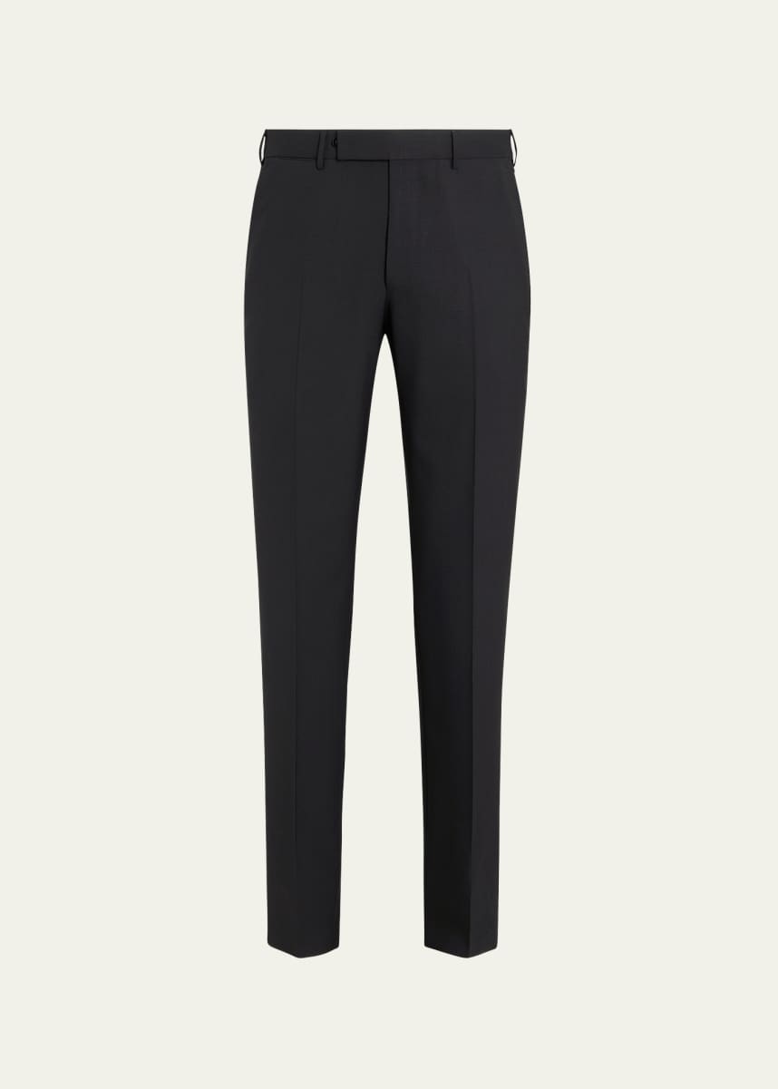 ZEGNA Men's High Performance Flat-Front Trousers