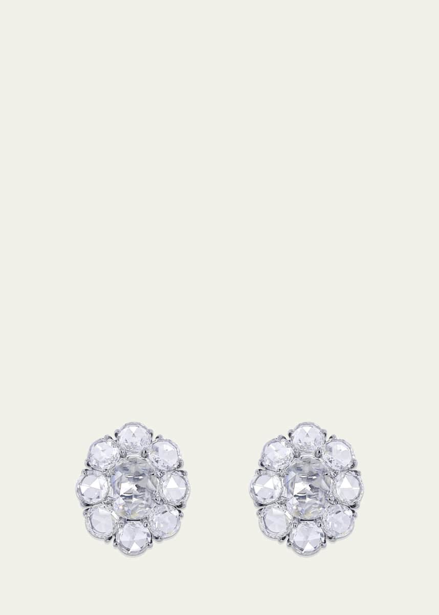 Bayco Platinum Rose Cut Stud Earrings with Diamonds