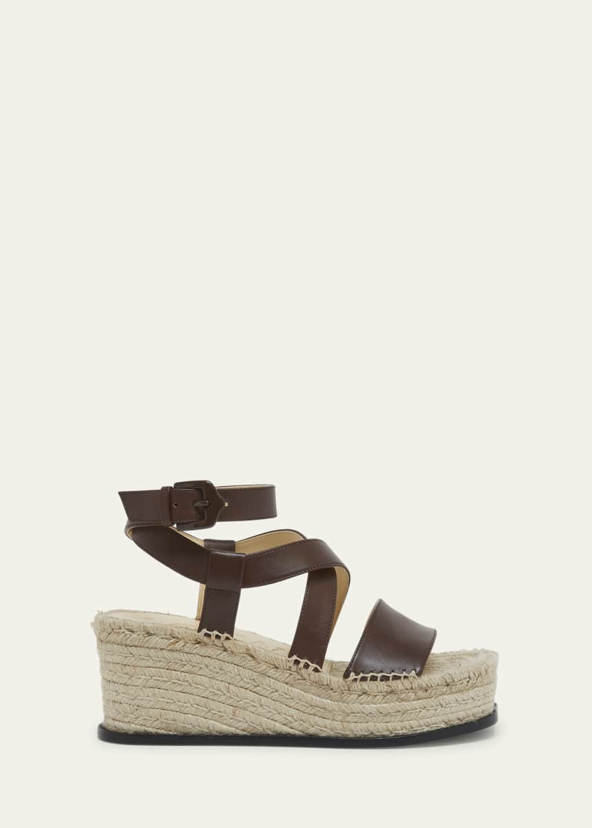 Loewe Petal Leather Platform Espadrille Sandals