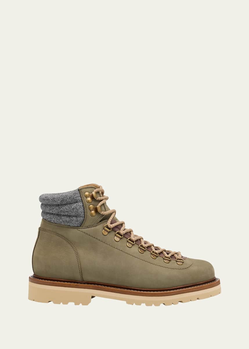 Brunello Cucinelli Men's Nubuck Alpine Hiking Boots