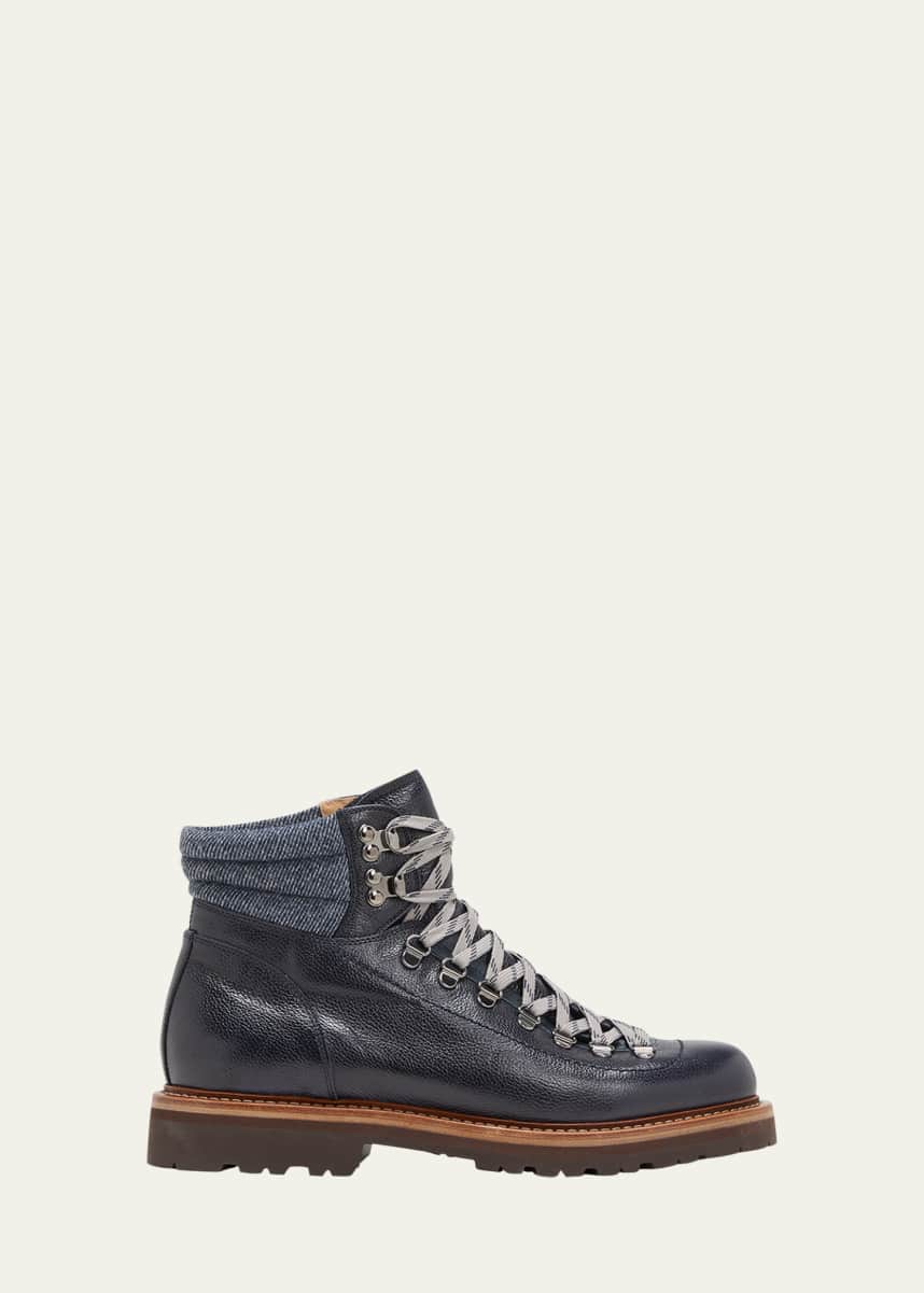 Brunello Cucinelli Men's Leather Alpine Hiking Boots