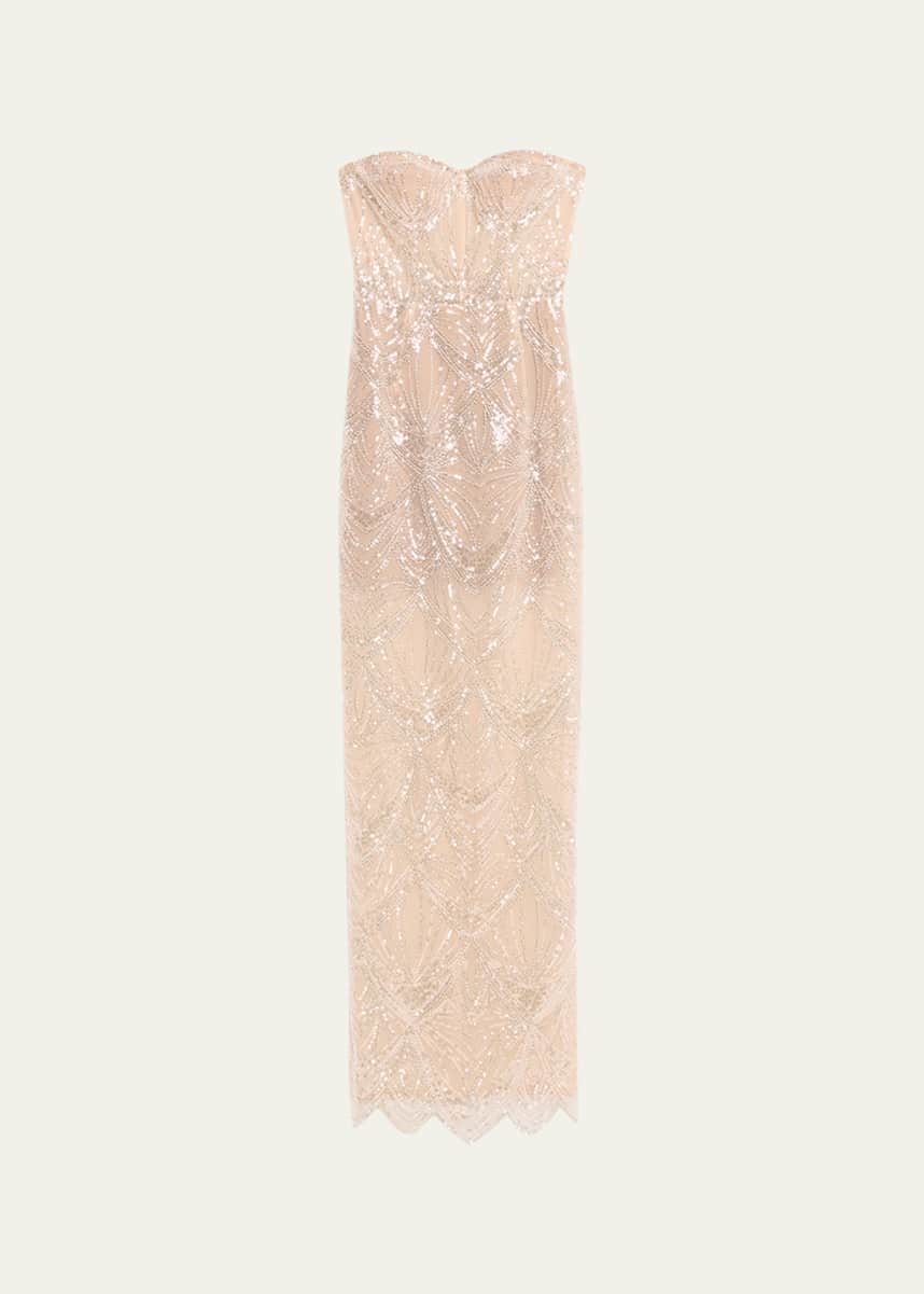 Bronx and Banco Giselle Blanc Strapless Bead & Sequin Gown