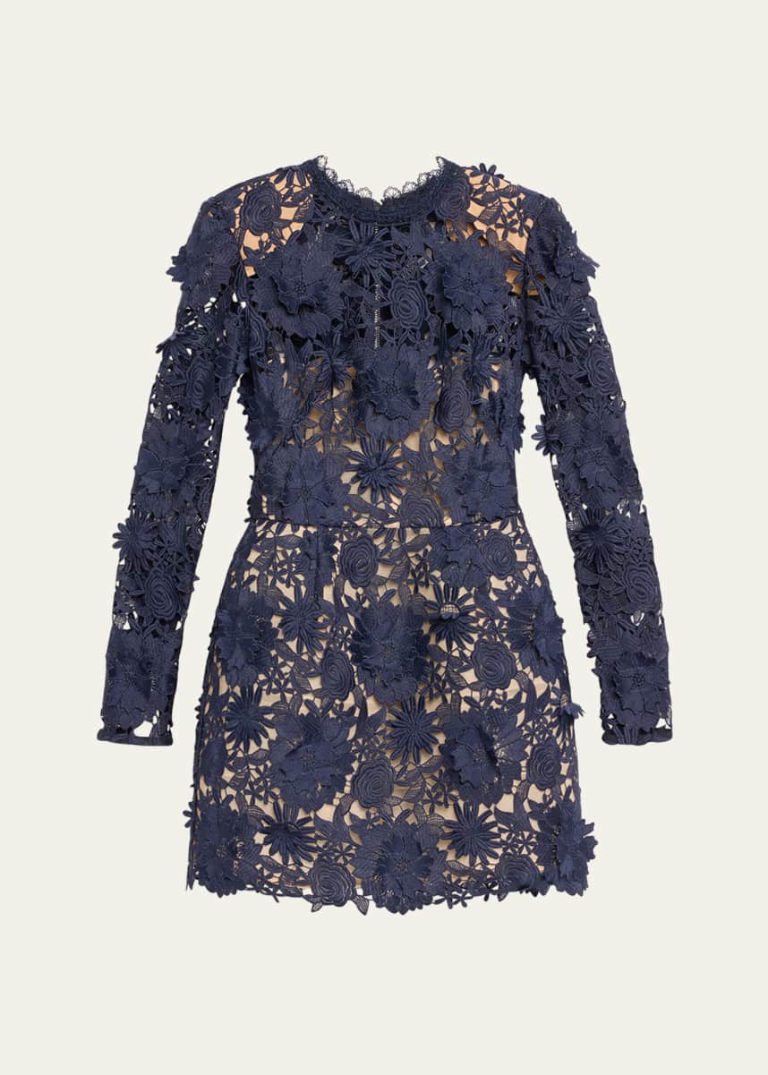 Bronx and Banco Maia Floral Lace Applique Mini Dress