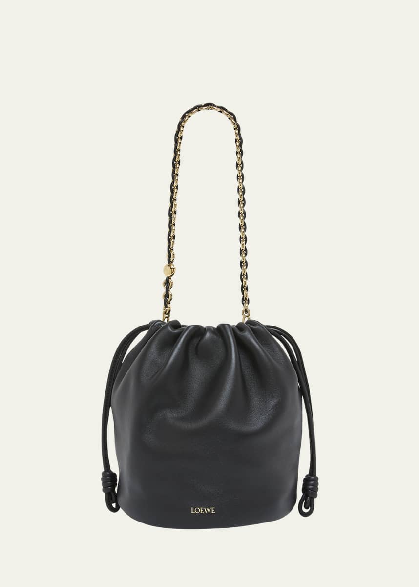 Loewe x Paula’s Ibiza Flamenco Bucket Bag in Napa Leather with Chain