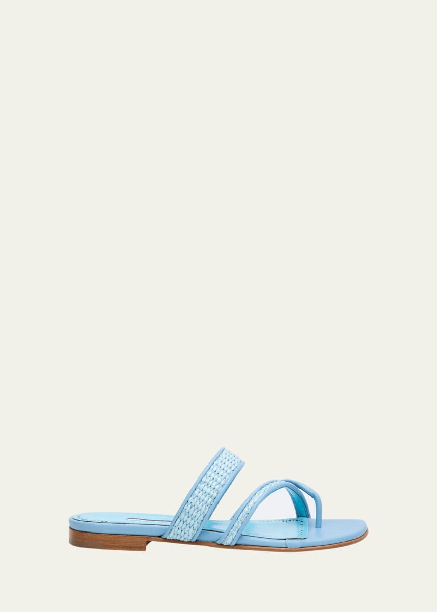 Manolo Blahnik Susara Woven Flat Slide Sandals