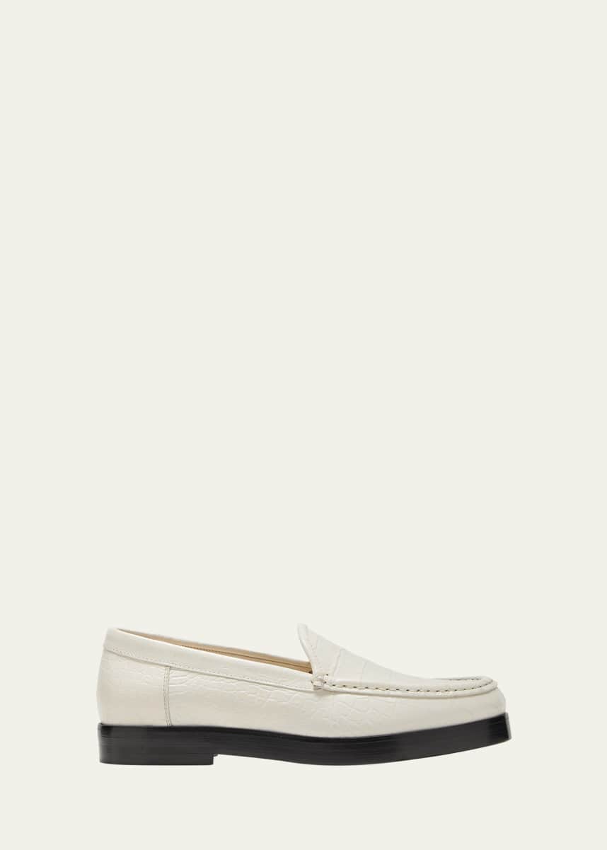 Manolo Blahnik Dinelio Croco Slip-On Loafers