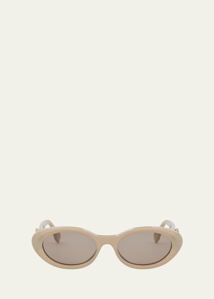 Fendi Fendi Diamond Beige Acetate Oval Sunglasses