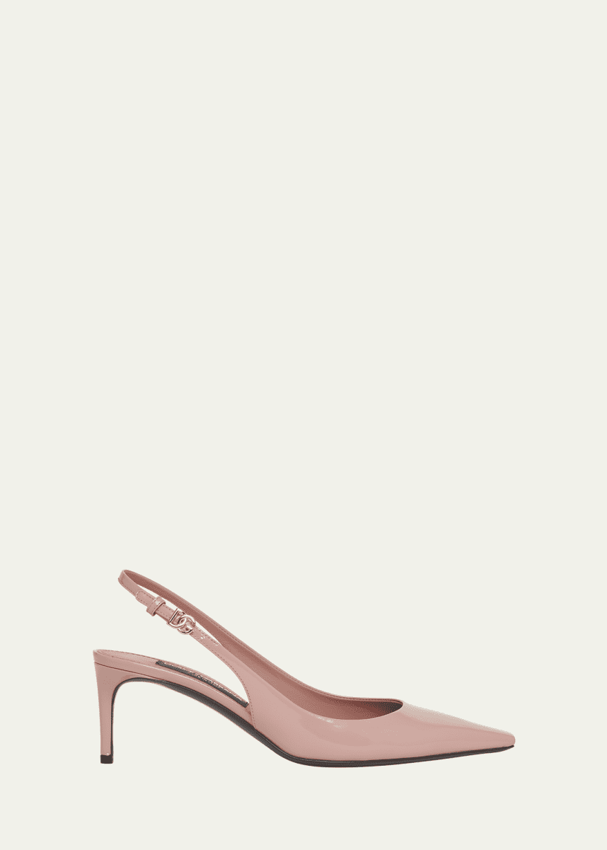 Dolce&Gabbana Glossy Leather Snip-Toe Slingback Pumps