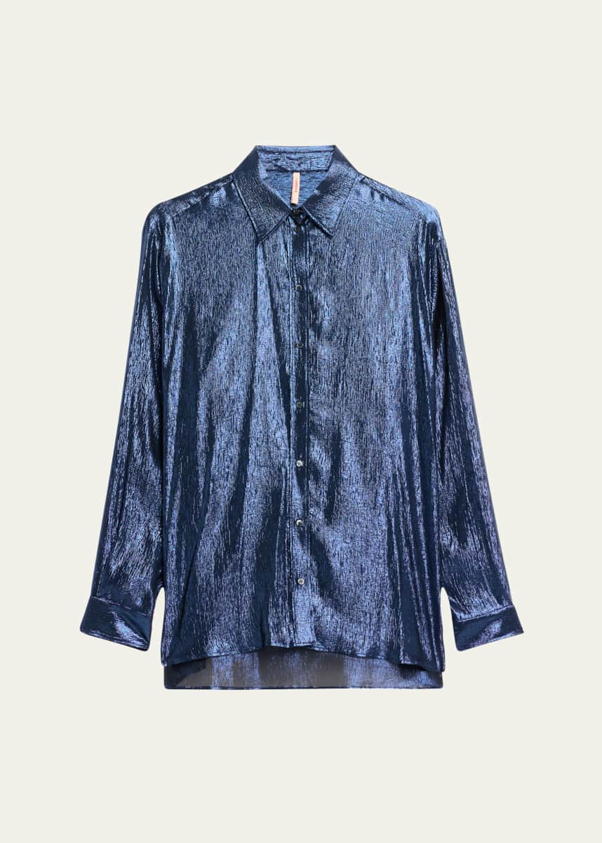 INDRESS Marilyn Button Down Metallic Voile Blouse