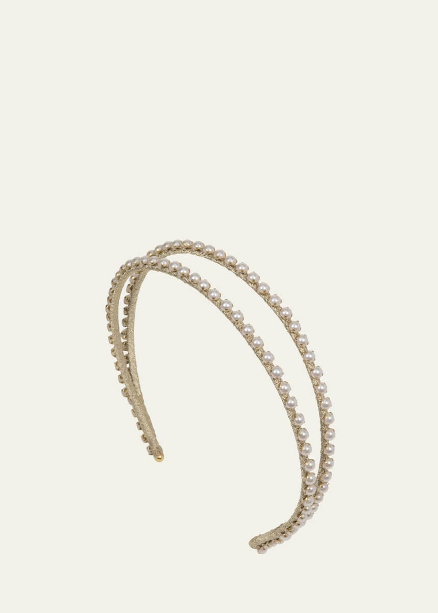 Jennifer Behr Gitta Double-Row Pearly Headband