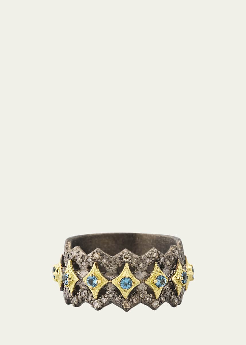 Armenta Blue Topaz Crivelli Wide Band Ring