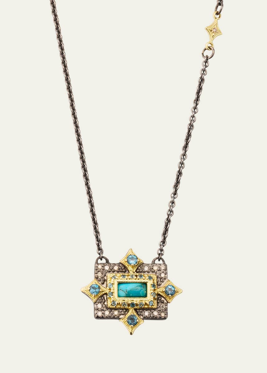Armenta Turquoise East West Pendant Necklace