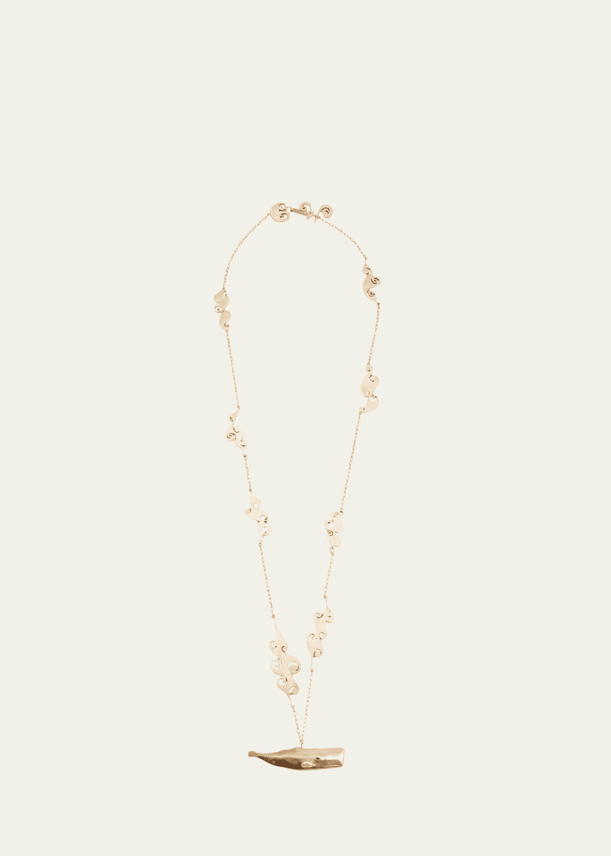 JUDY GEIB Moby Dick Wave Necklace with 18K Gold Details and Sapphires, 38"L
