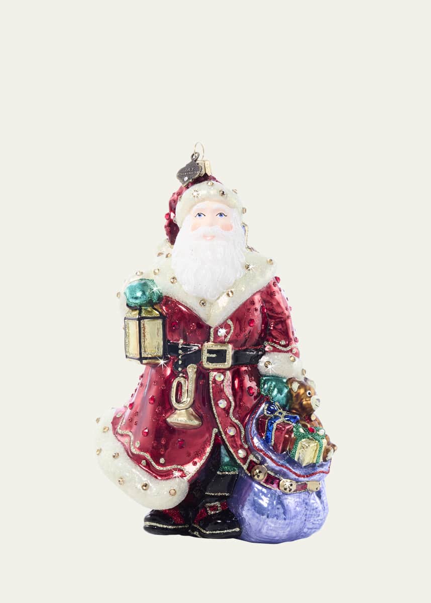 Jay Strongwater Bountiful Santa Glass Christmas Ornament