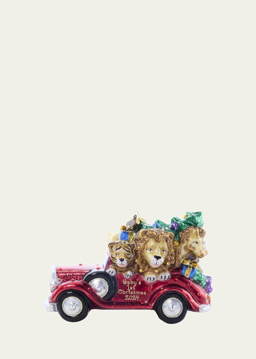 Jay Strongwater Baby's First Ride Glass Christmas Ornament