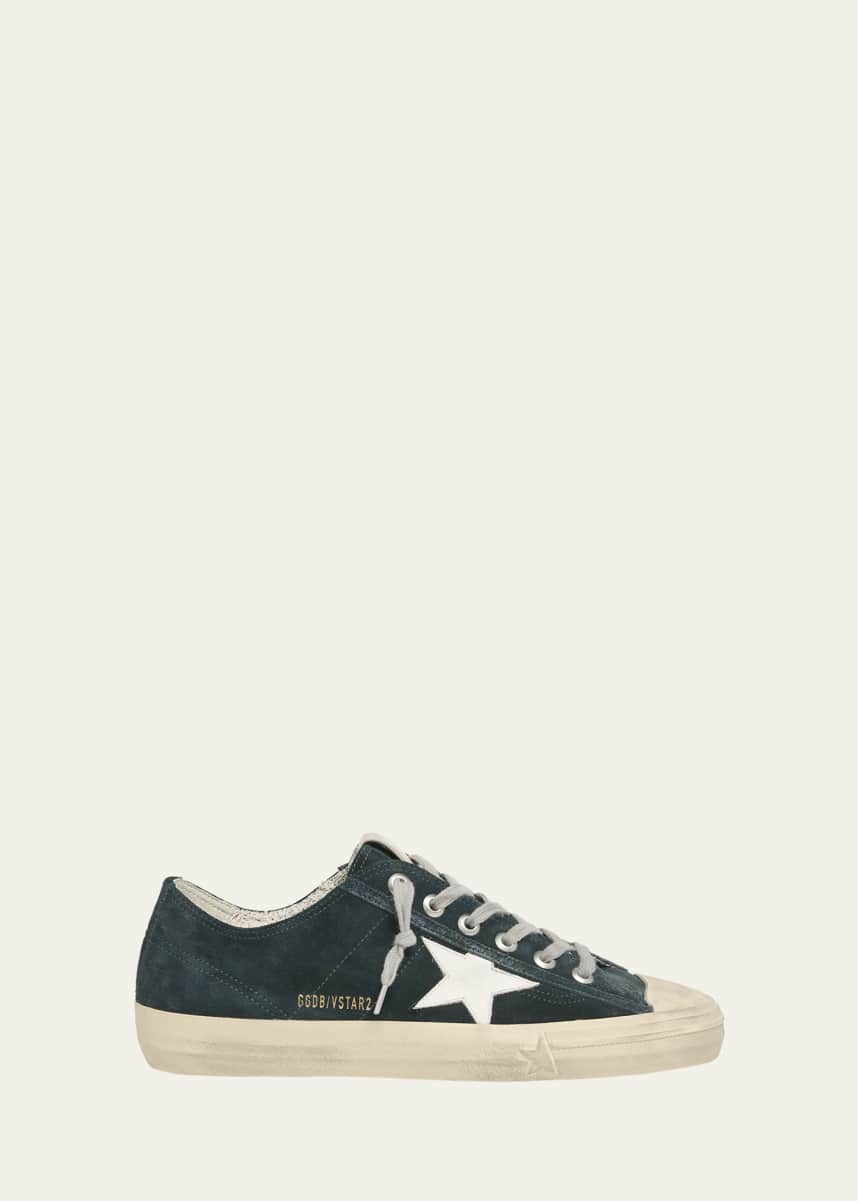 Golden Goose Men's V-Star 2 Washed Suede Low-Top Sneakers