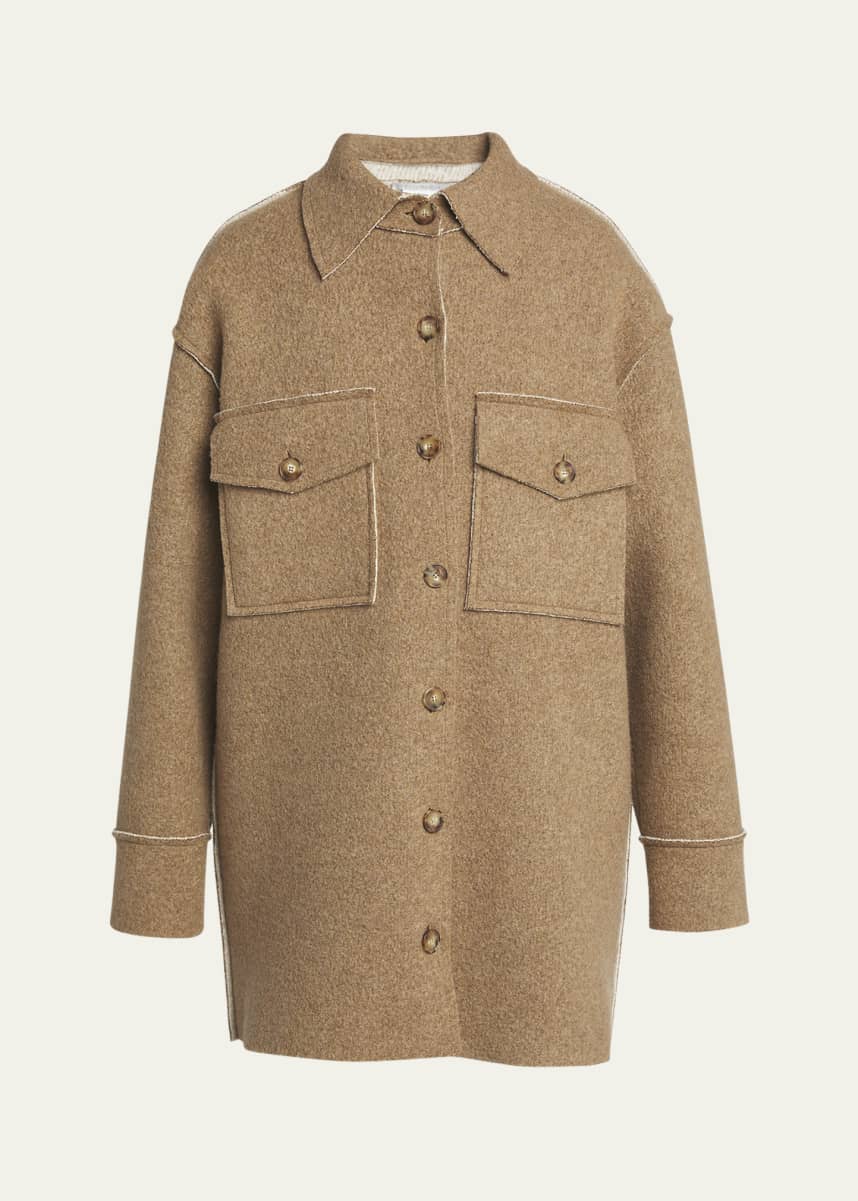 Stella McCartney Felted Wool Oversize Utility Shirt Jacket