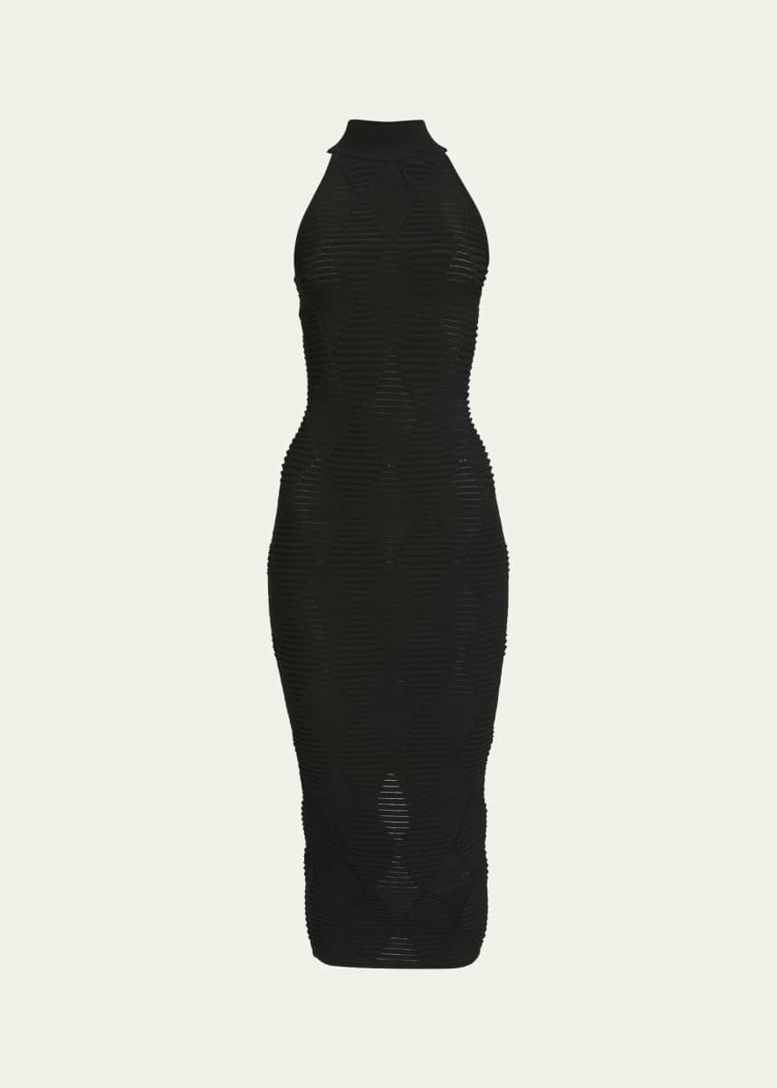 Balmain Diamond Textured Knit Midi Dress