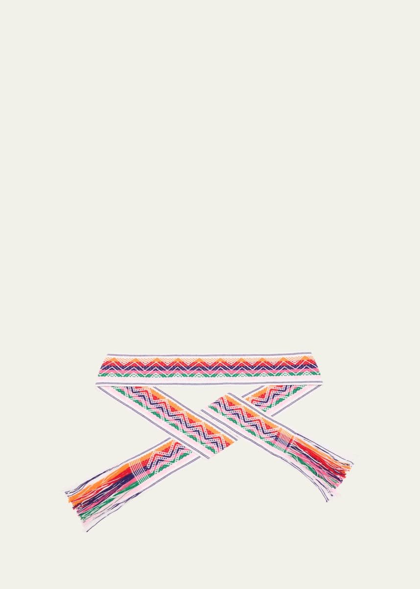 Pippa Holt Handwoven Wide Embroidered Rainbow Belt