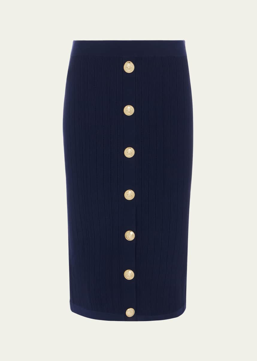 L'Agence Melania Pointelle Knit Midi Skirt