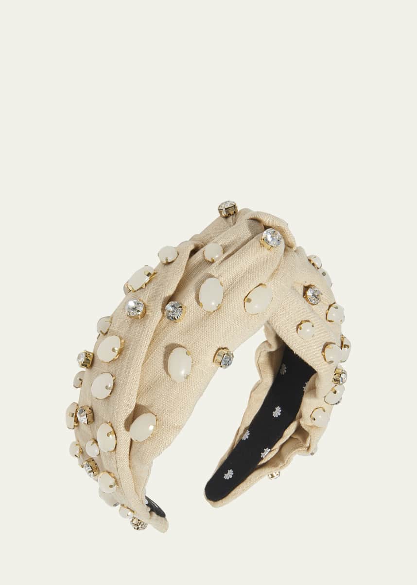 Lele Sadoughi Greta Embellished Linen Headband