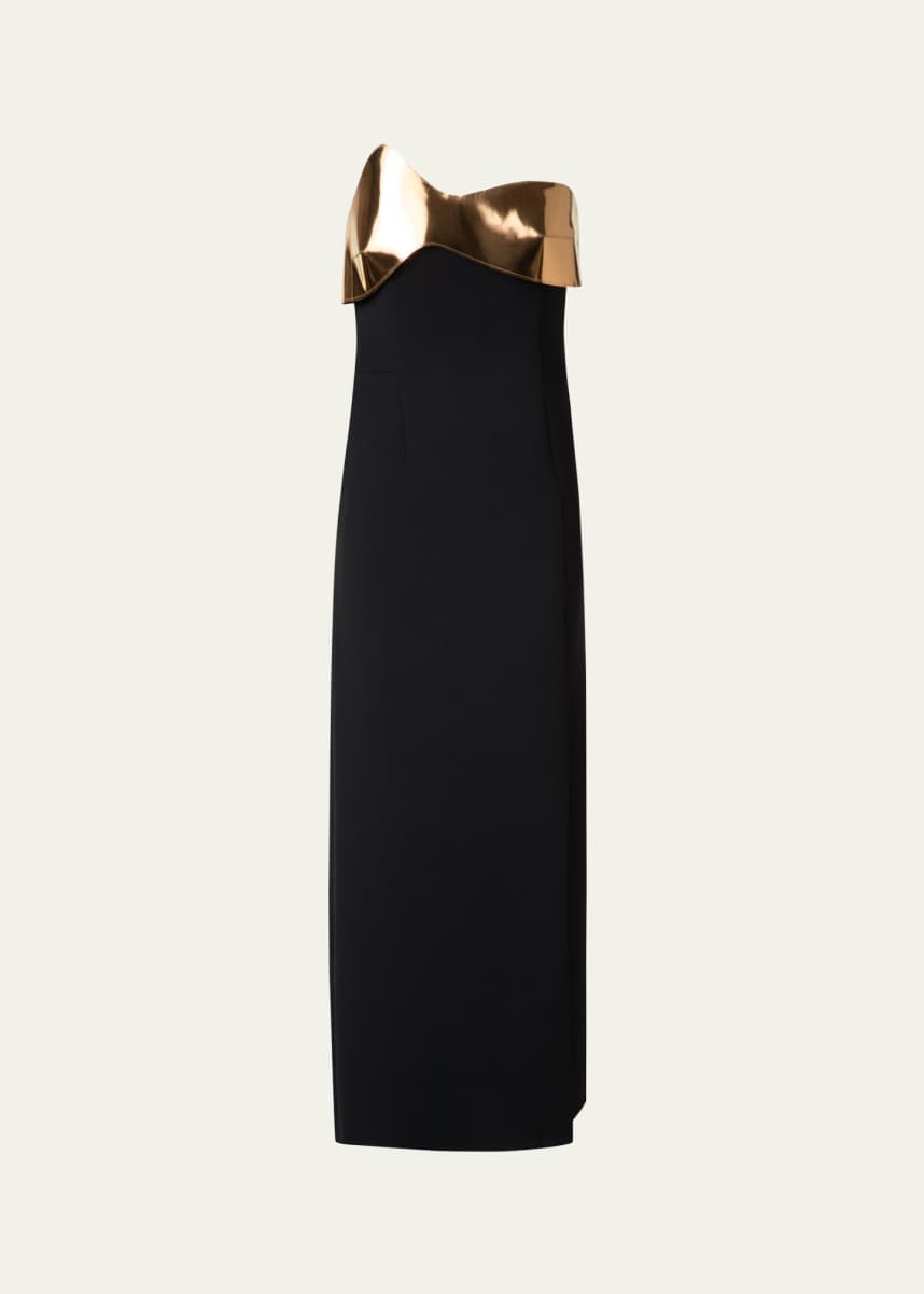 Akris Wool Cocktail Dress with Wave Leather Bust