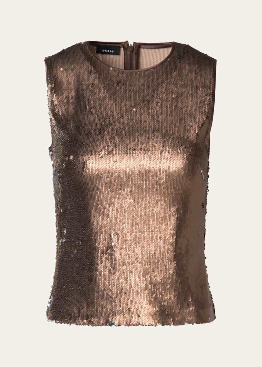 Akris Bi-Color Sequin Top