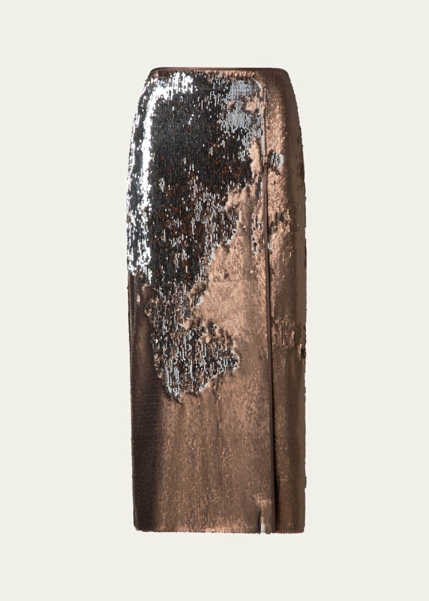 Akris Bi-Color Sequin Pencil Skirt