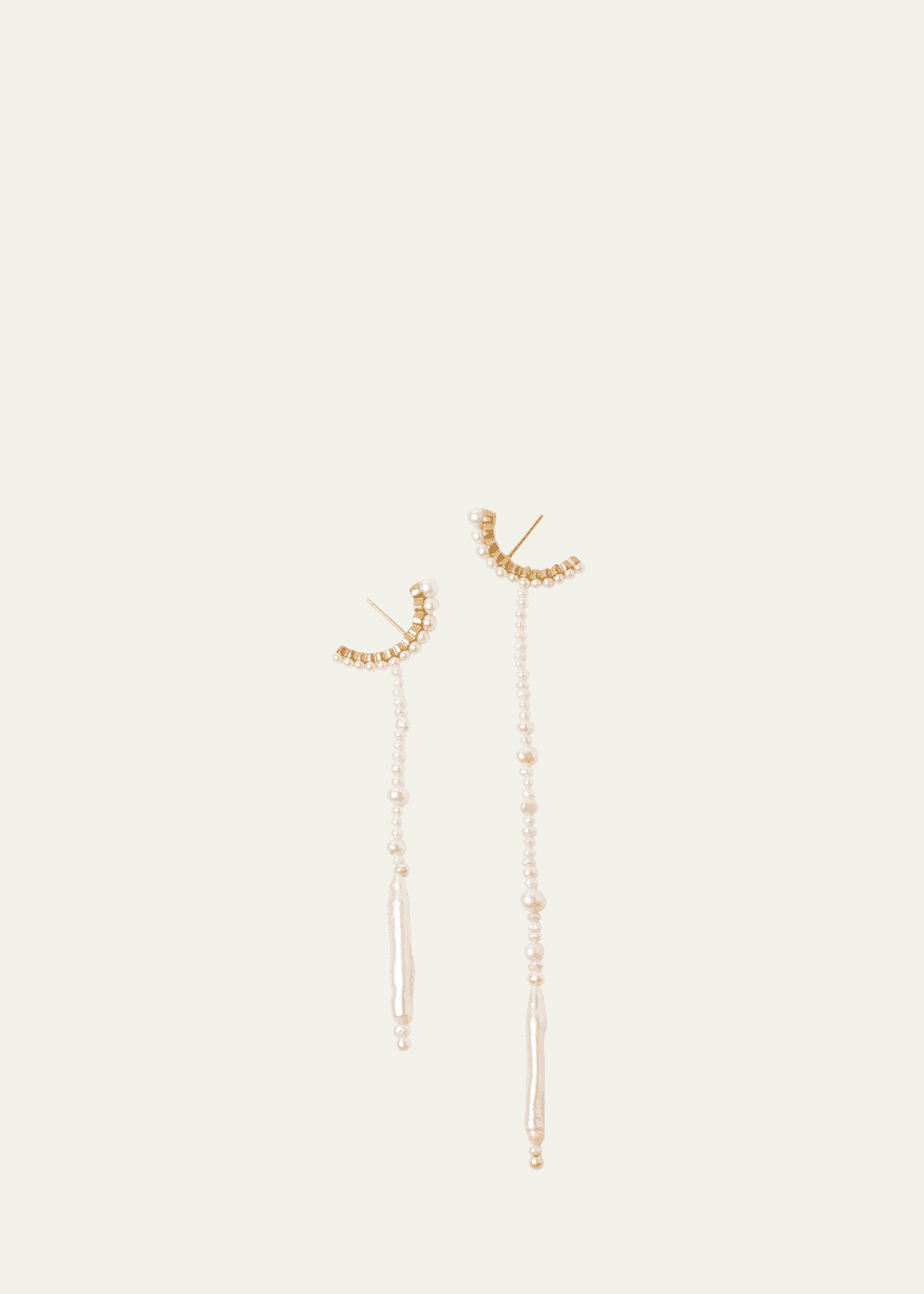 Beatriz Palacios Lake Mismatched Pearl Linear Earrings