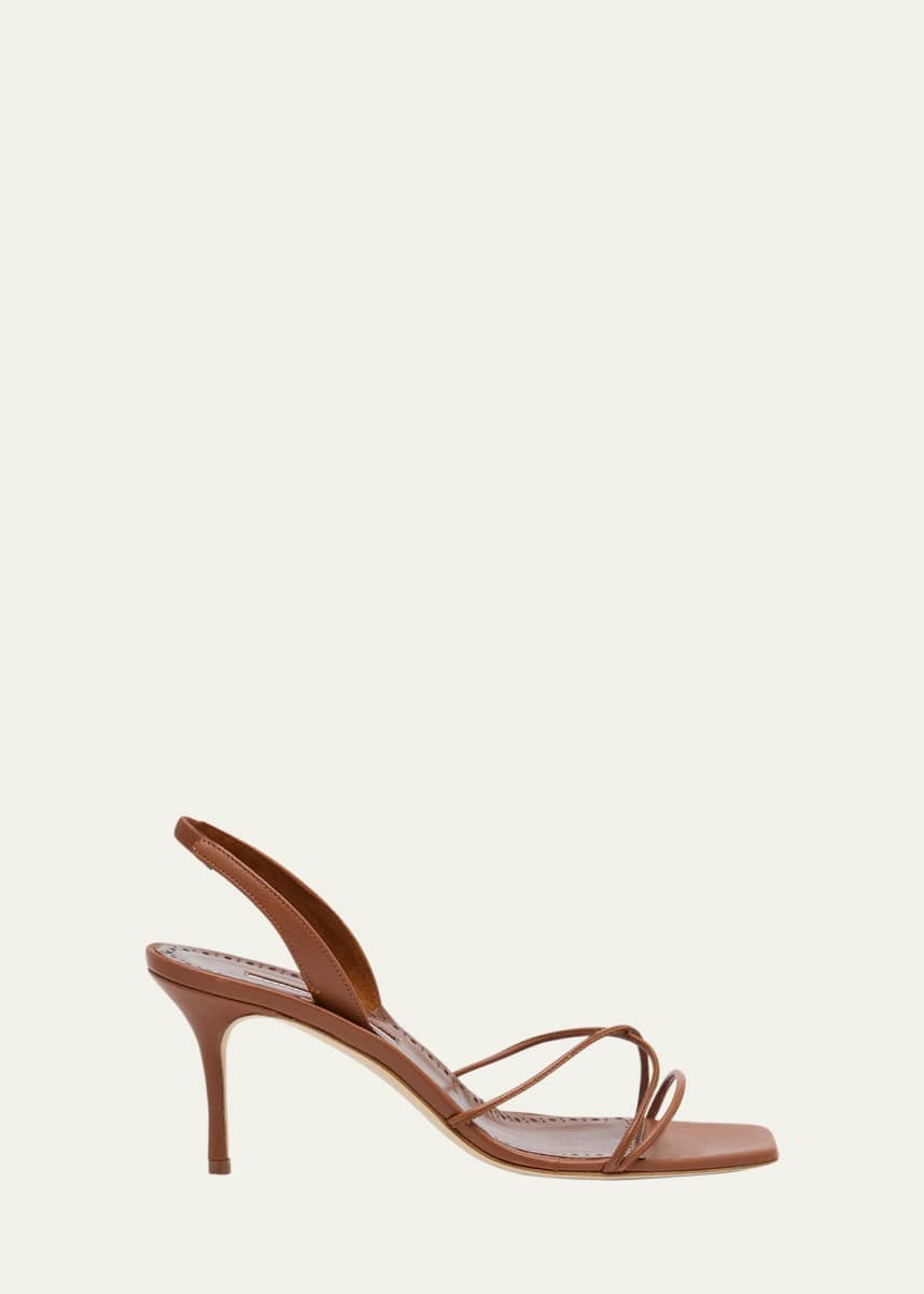 Manolo Blahnik Leather Strappy Slingback Sandals