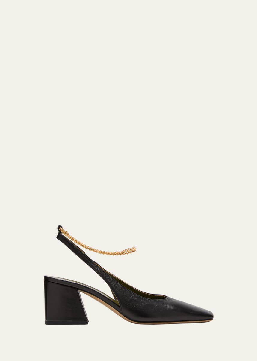Maria Luca Ilaria Leather Chain Slingback Pumps
