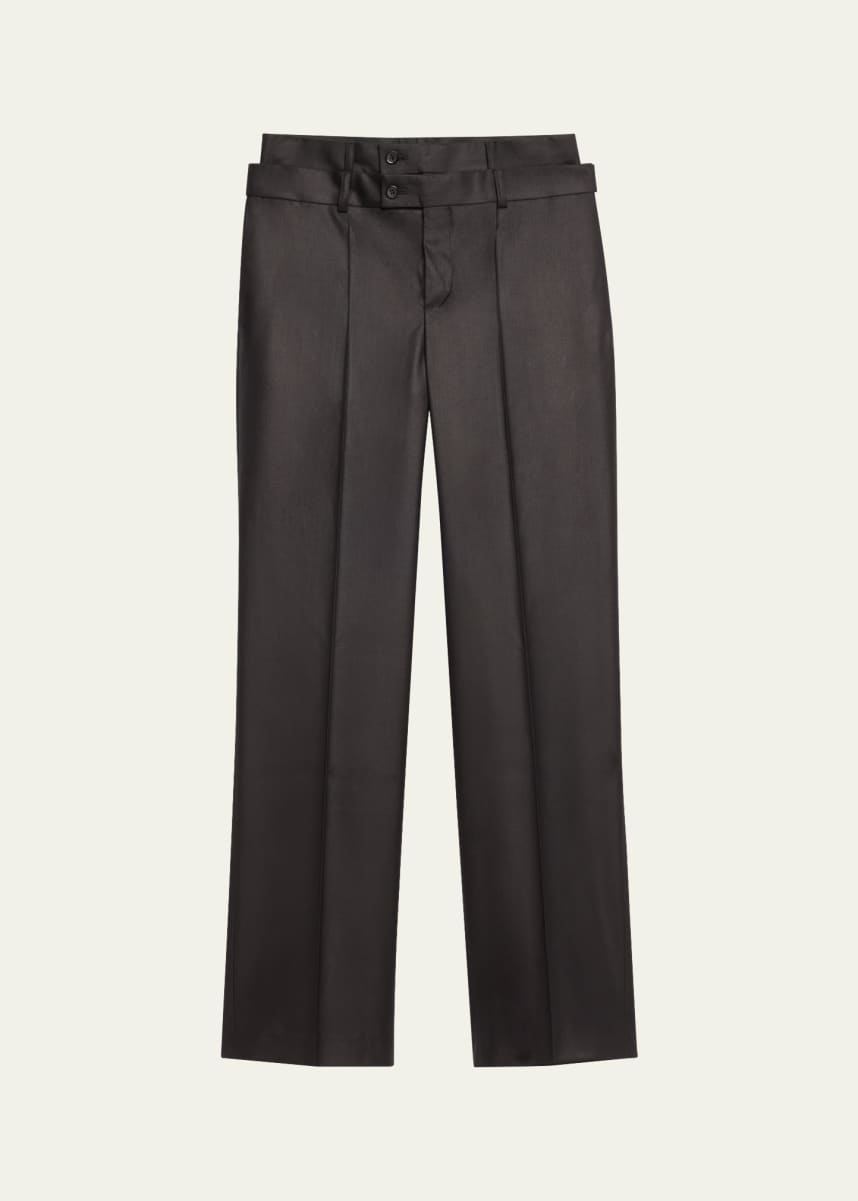bettter Double Waistband Straight Leg Wool Trousers