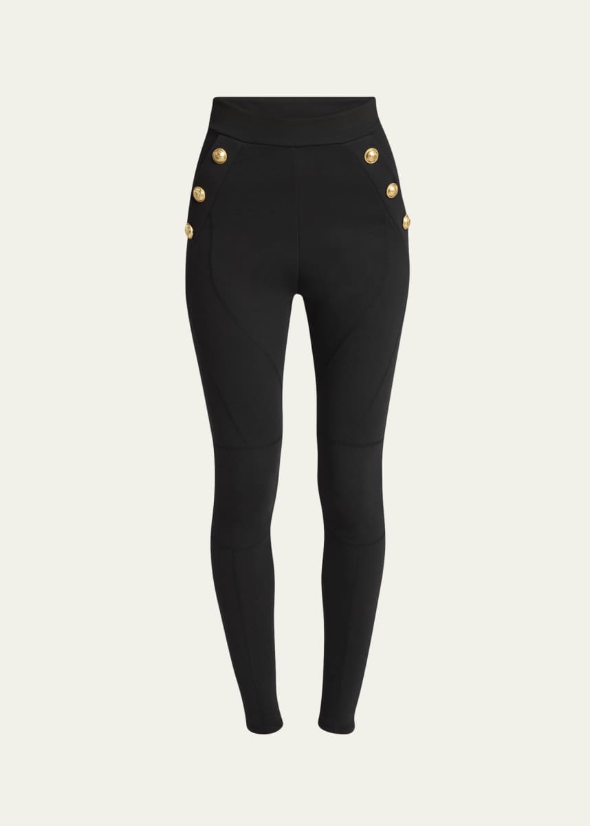 Balmain 6-Button Jersey Leggings