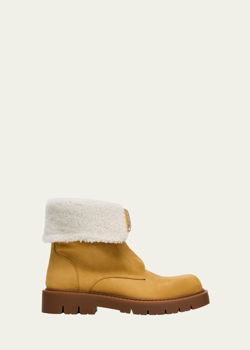 Bottega Veneta Haddock Suede Shearling Zip Booties