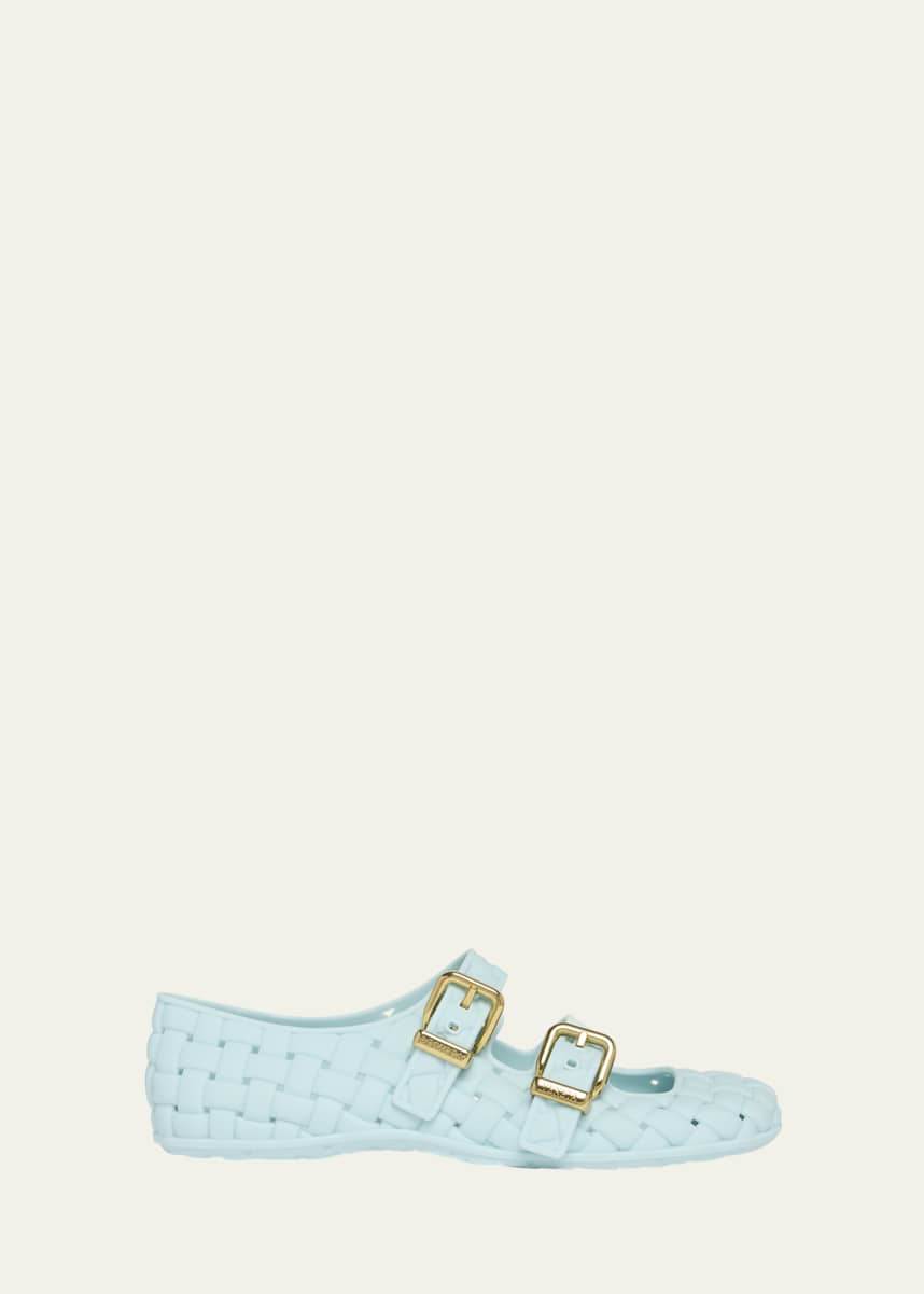 Bottega Veneta Amy Intreccio Dual Mary Jane Ballerina Flats