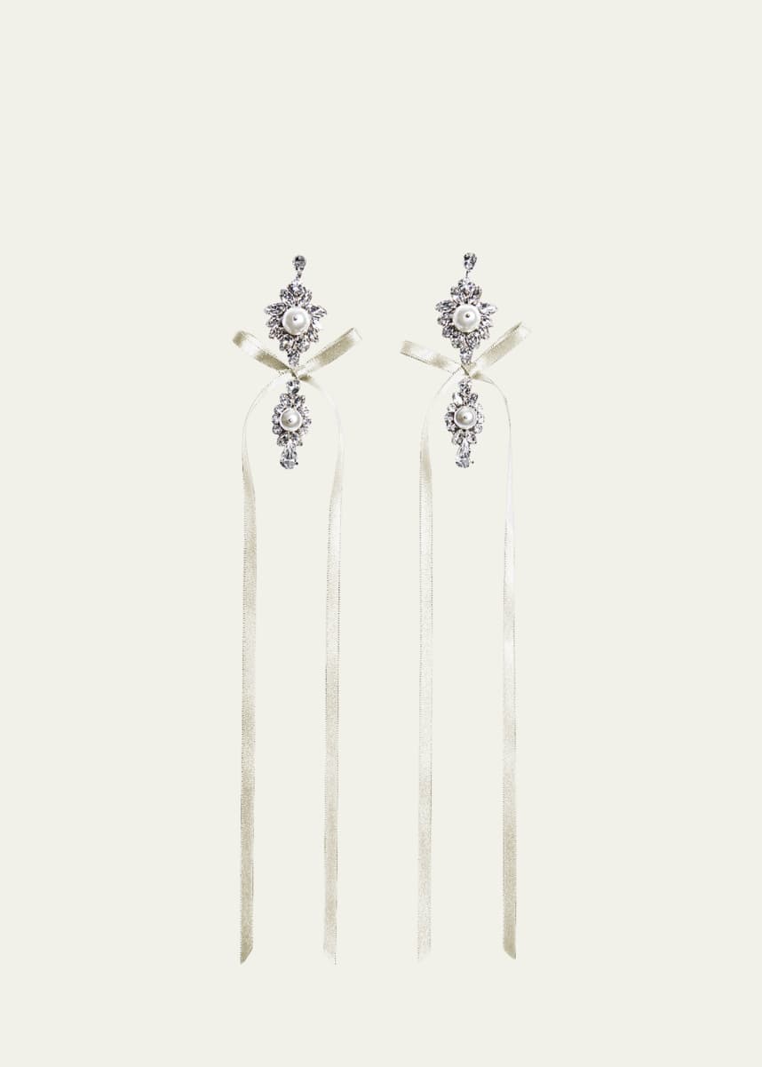 Simone Rocha Diamante and Pearly Crest Bow Earrings