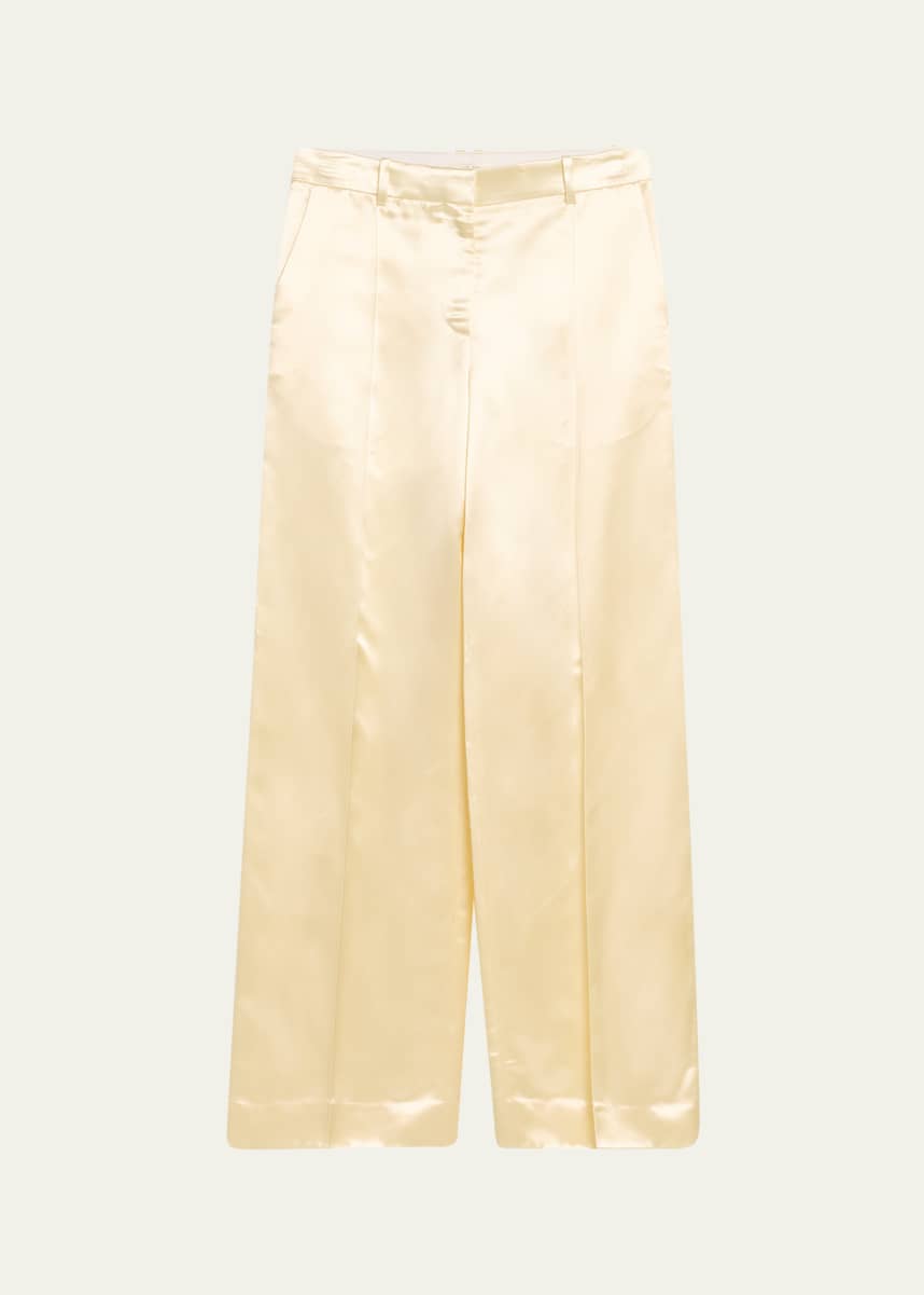 THE ROW Encore Mid-Rise Satin Straight-Leg Pants