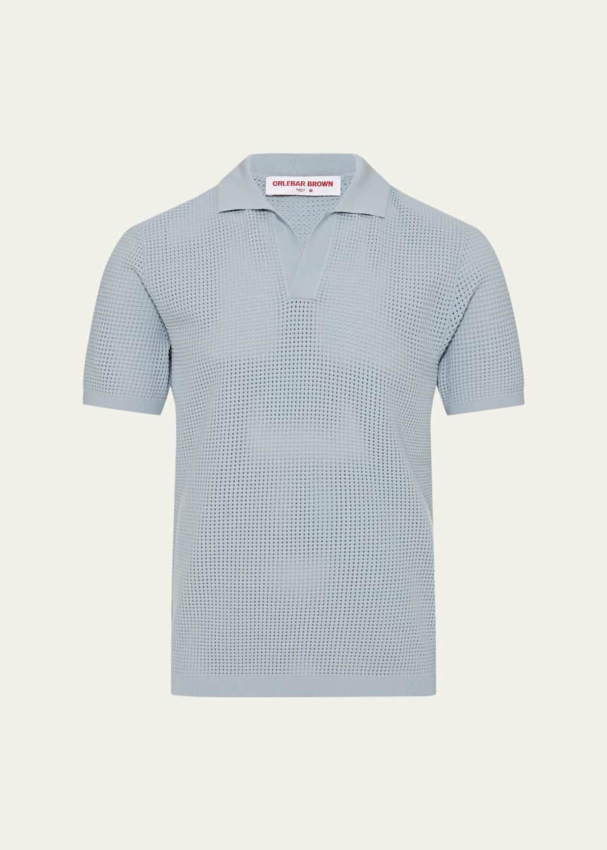 Orlebar Brown Men's Roddy Waffle Mesh Stitch Short-Sleeve Polo Shirt