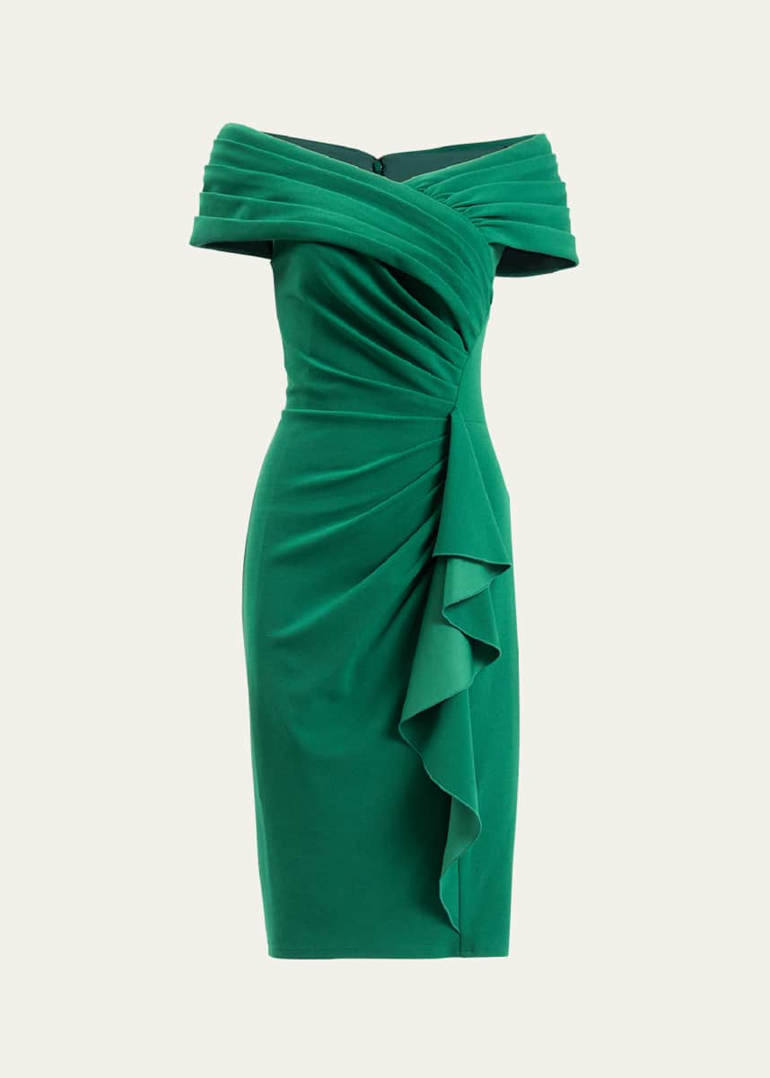 Tadashi Shoji Pleated Bodycon Ruffle Dress