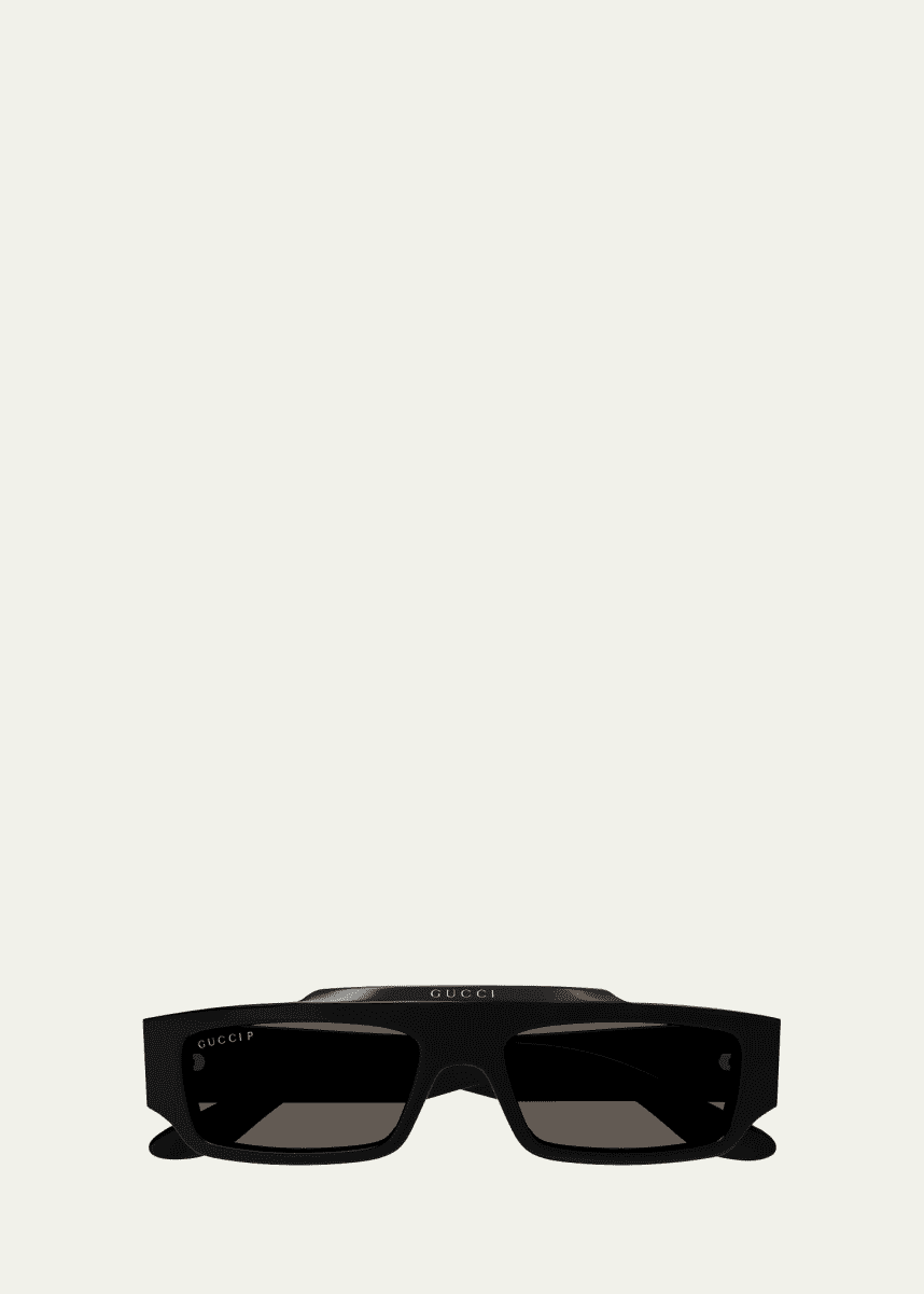 Gucci Men's Rectangle Acetate Sunglasses with Raised Logo