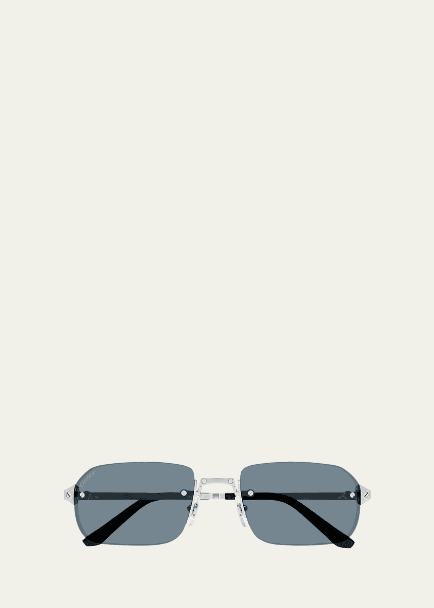 Cartier Rimless Metal Rectangle Sunglasses