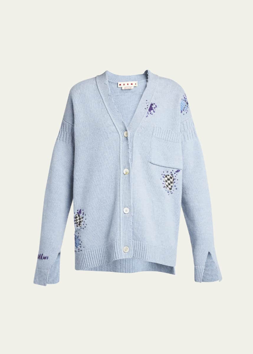 Marni V-Neck Stitched Patches Cardigan