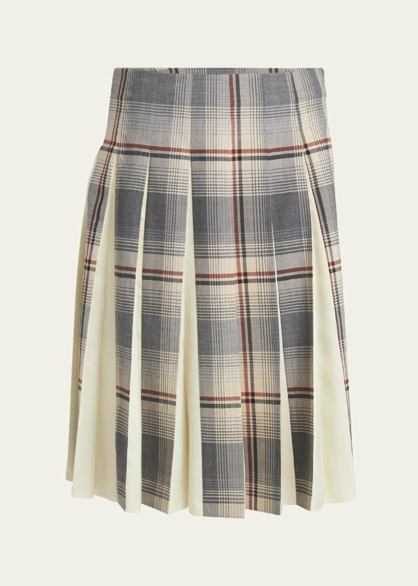 Marni Plaid Pleated Skirt