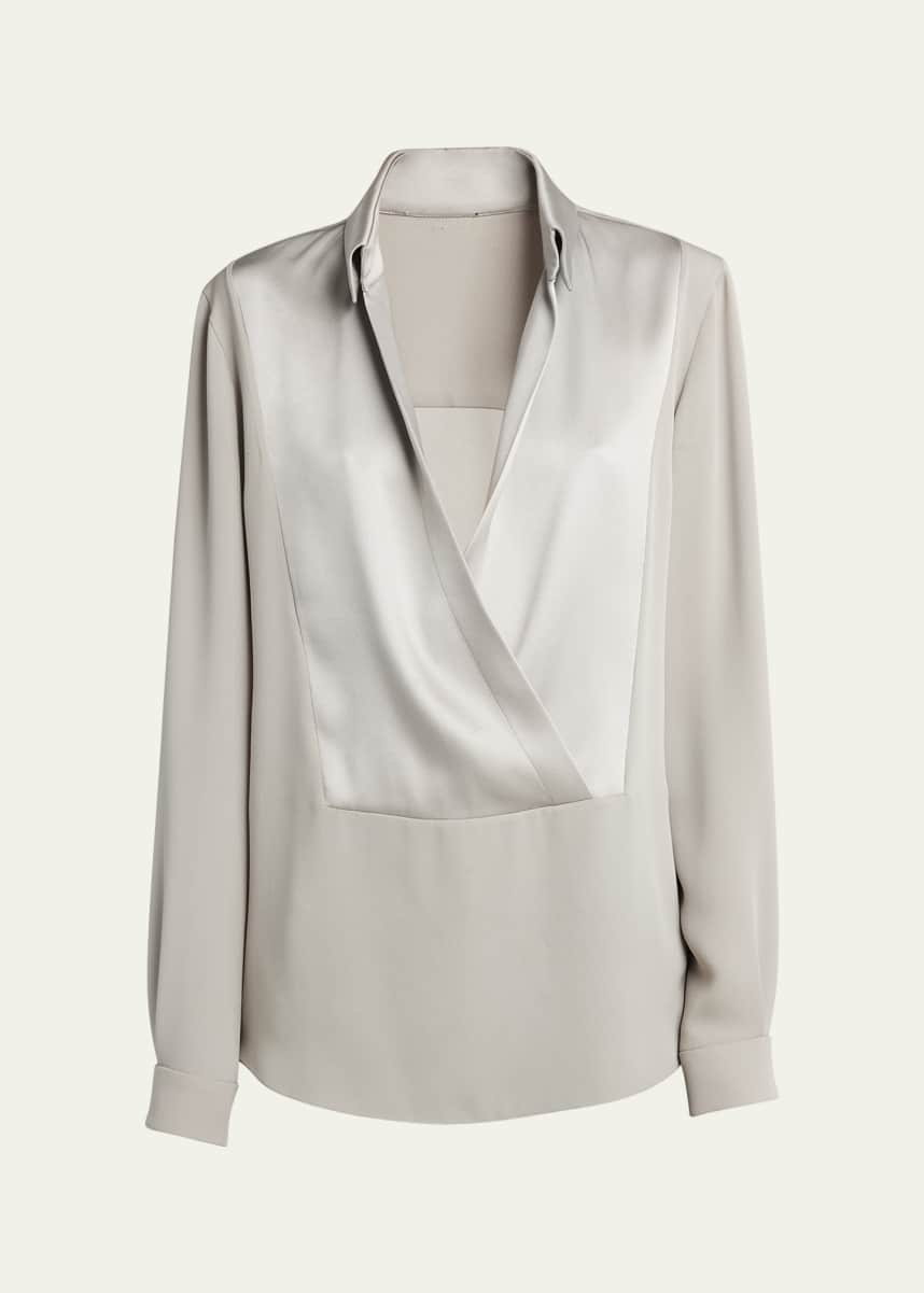 Giorgio Armani Silk Georgette Wrap Blouse