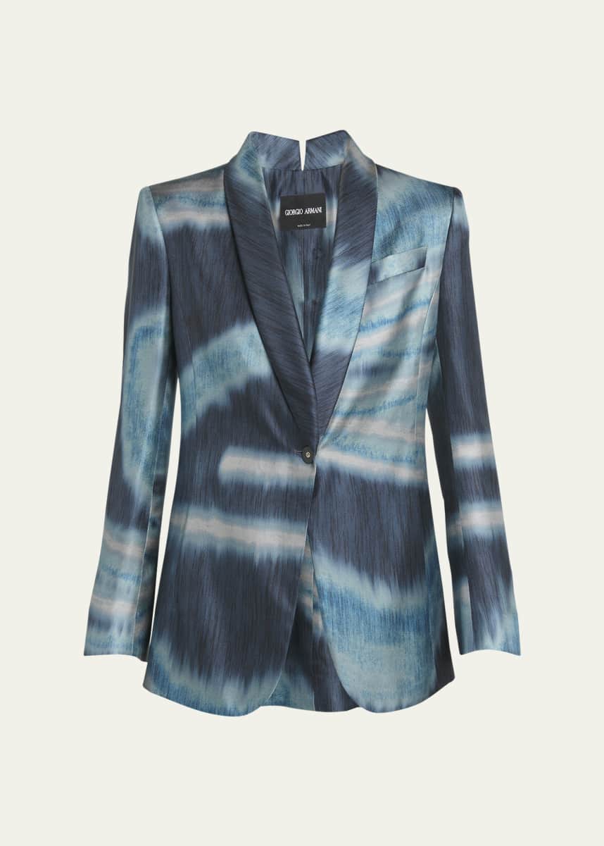 Giorgio Armani Abstract Print Silk Blazer Jacket