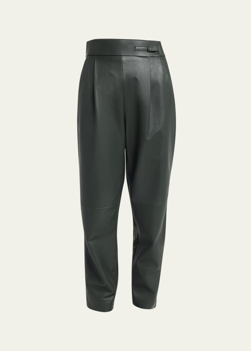 Giorgio Armani Pleated Leather Pants