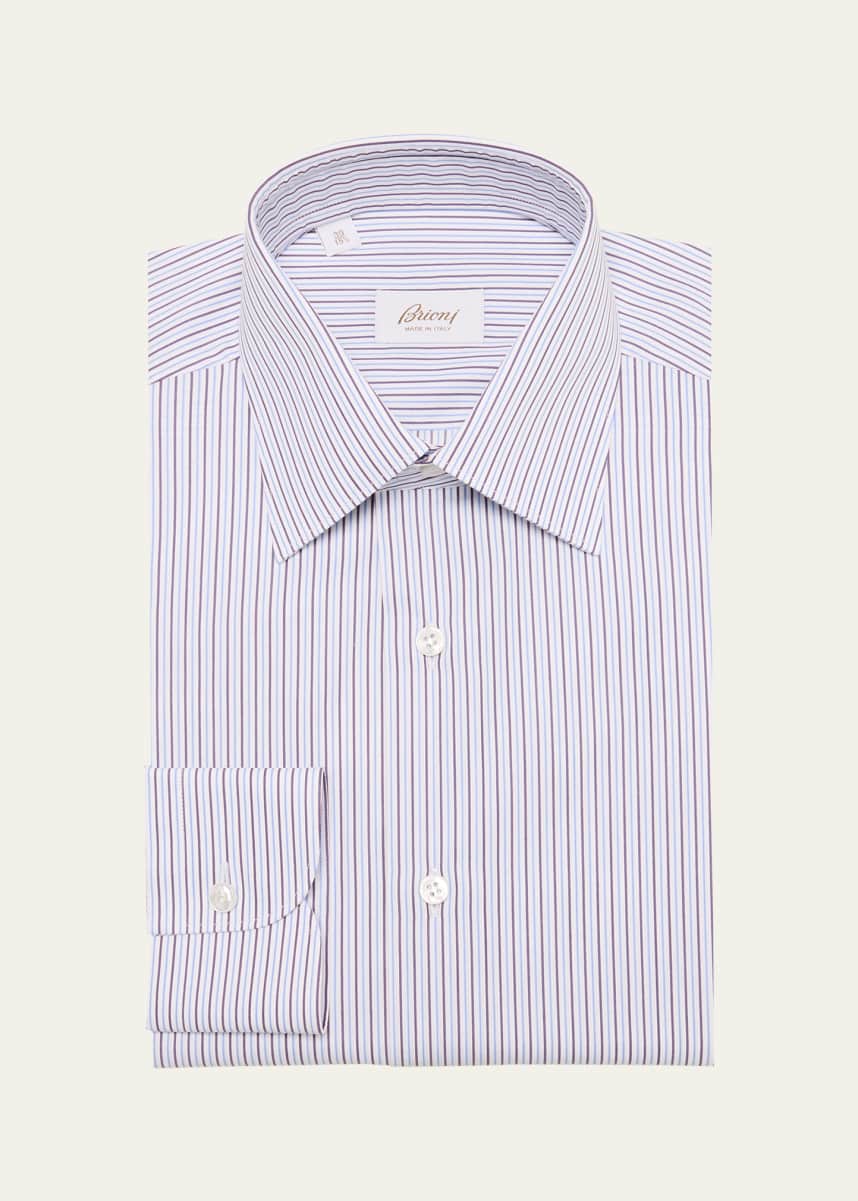 Brioni Men's Cotton Multi-Stripe Dress Shirt