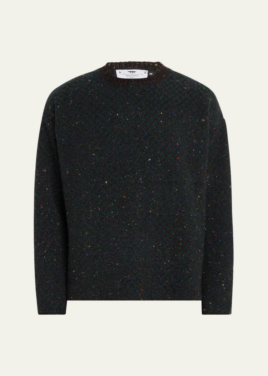 Inis Meain Men's Cashmere and Wool Jacquard Crewneck Sweater